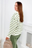 Sweter w paski ciemny miętowy  