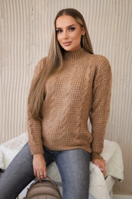 Sweter wkładany przez głowę camelowy  