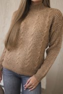 Sweter wkładany przez głowę camelowy  