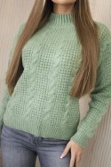 Sweter wkładany przez głowę ciemny miętowy  