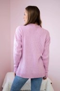 Sweter wkładany przez głowę z modnym splotem fioletowy  