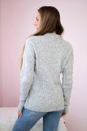 Sweter wkładany przez głowę z modnym splotem szary  
