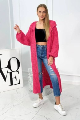 Sweter z dodatkiem moheru w stójkę fuksja  