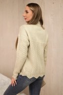 Sweter z ozdobną falbanką beżowy  