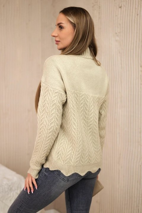 Sweter z ozdobną falbanką beżowy Sweter z ozdobną falbanką beżowy