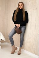 Sweter z ozdobną falbanką czarny  