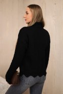 Sweter z ozdobną falbanką czarny  