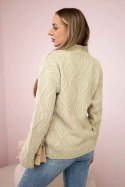 Sweter z ozdobnym splotem beżowy  