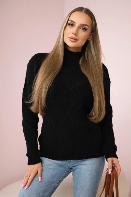 Sweter z ozdobnym splotem czarny  