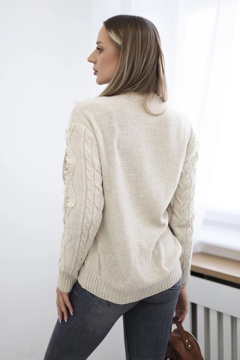 Sweter z warkoczowym splotem beżowy Sweter z warkoczowym splotem beżowy