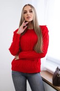 Sweter z warkoczowym splotem czerwony  
