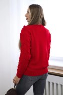 Sweter z warkoczowym splotem czerwony  
