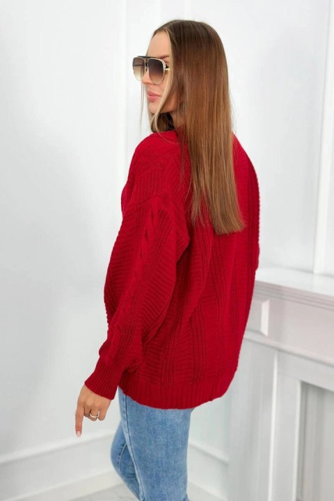 Sweter zapinany na guziki z bufiastymi rękawami czerwony Sweter zapinany na guziki z bufiastymi rękawami czerwony
