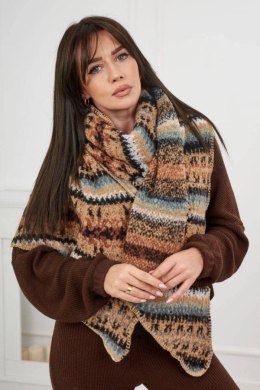 6072 Szal damski camelowy + czarny  
