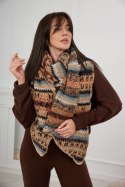 6072 Szal damski camelowy + czarny  