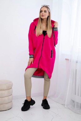 Bluza na suwak z kapturem fuksja  