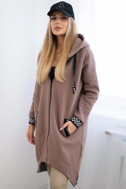 Bluza na suwak z kapturem mocca  