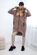 Bluza na suwak z kapturem mocca  