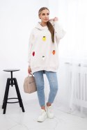 Bluza ocieplana z motywem truskawek beżowy melanż  