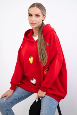 Bluza ocieplana z motywem truskawek czerwona  