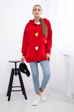 Bluza ocieplana z motywem truskawek czerwona  