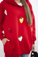 Bluza ocieplana z motywem truskawek czerwona  