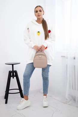 Bluza ocieplana z motywem truskawek ecru  