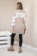 Bluza ocieplana z napisem California ciemno beżowa  