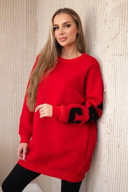 Bluza ocieplana z napisem California czerwona  