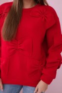 Bluza ocieplana z ozdobnymi kokardami czerwona  