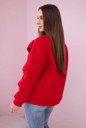 Bluza ocieplana z ozdobnymi kokardami czerwona  