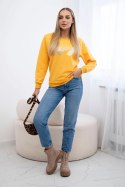 Bluza z nadrukiem musztardowa  