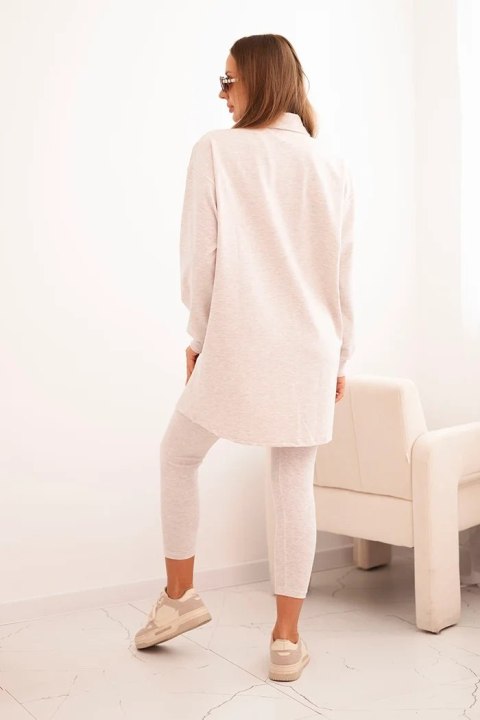 Komplet 3-częściowy bluza, top i legginsy beżowy melanż Komplet 3-częściowy bluza, top i legginsy beżowy melanż