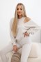 Komplet 3-częściowy bluza + top + legginsy beżowy melanż  
