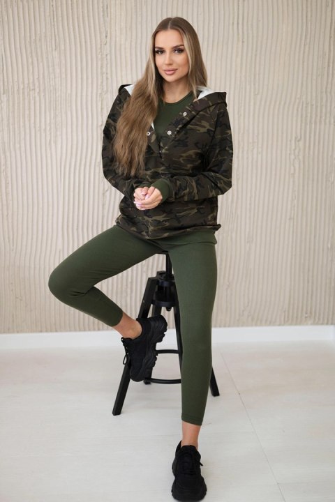Komplet 3-częściowy moro bluza, top i legginsy brązowy + cappuccino Komplet 3-częściowy moro bluza, top i legginsy brązowy + cappuccino