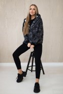 Komplet 3-częściowy moro bluza, top i legginsy czarny + grafitowy  