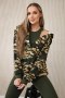Komplet 3-częściowy moro bluza, top i legginsy khaki + beżowy  