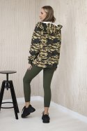 Komplet 3-częściowy moro bluza, top i legginsy khaki + beżowy  