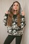 Komplet 3-częściowy moro bluza, top i legginsy khaki + ecru  