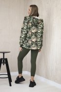 Komplet 3-częściowy moro bluza, top i legginsy khaki + zielony  
