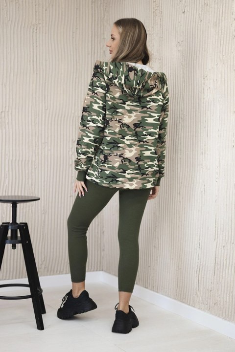 Komplet 3-częściowy moro bluza, top i legginsy khaki + zielony Komplet 3-częściowy moro bluza, top i legginsy khaki + zielony