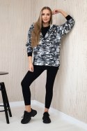 Komplet 3-częściowy moro bluza, top i legginsy szary + czarny  