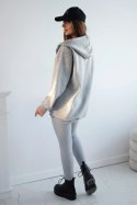 Komplet 3 w 1 bluza, top i legginsy szary  