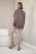 Komplet bawełniany bluza ocieplana + legginsy brązowy  