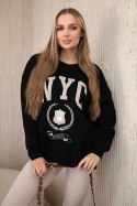 Komplet bawełniany bluza ocieplana + legginsy czarny  
