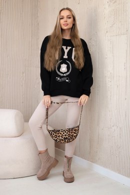 Komplet bawełniany bluza ocieplana + legginsy czarny  