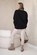 Komplet bawełniany bluza ocieplana + legginsy czarny  
