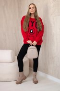 Komplet bawełniany bluza ocieplana + legginsy czerwony  