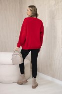 Komplet bawełniany bluza ocieplana + legginsy czerwony  