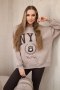 Komplet bawełniany bluza ocieplana + legginsy jasny beżowy  